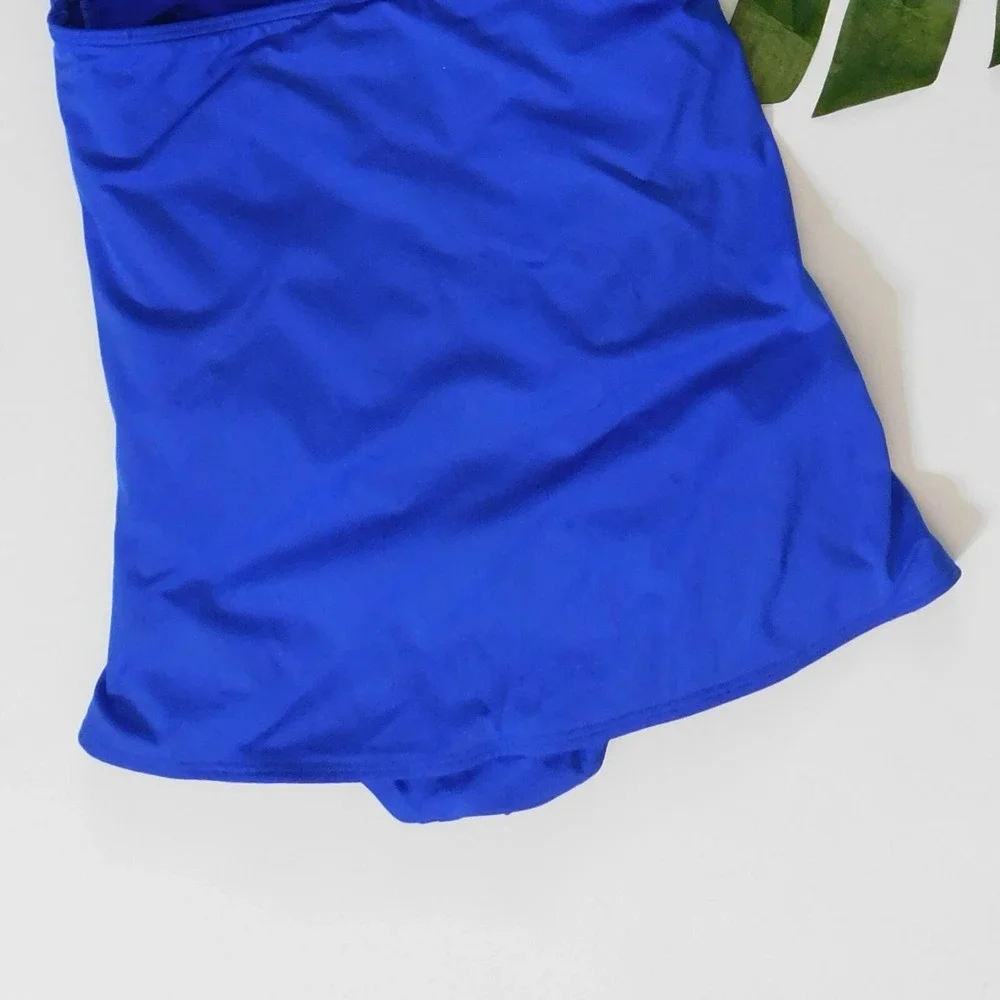 JUICY COUTURE Blue‎ Miss Divine Hearts Pinup One Piece Halter Swimsuit Large